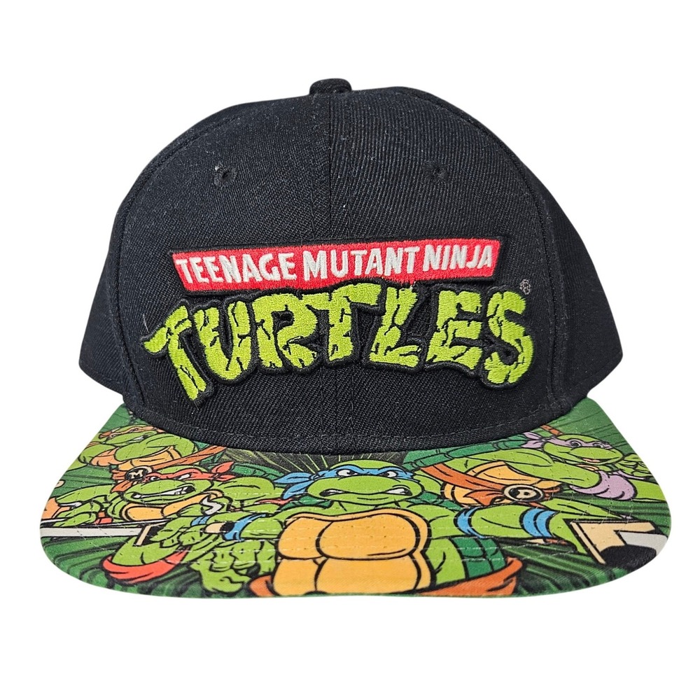 Nickelodeon TMNT Teenage Mutant Ninja Turtles Snapback Hat Black Green Cowabunga